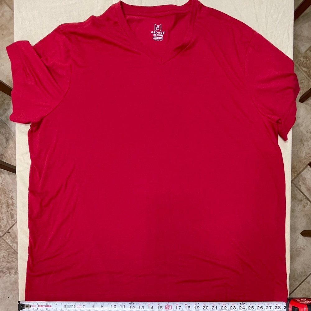 George Women’s 3XL Red Solid Cotton Jersey V-Neck T-Shirt Short Sleeve